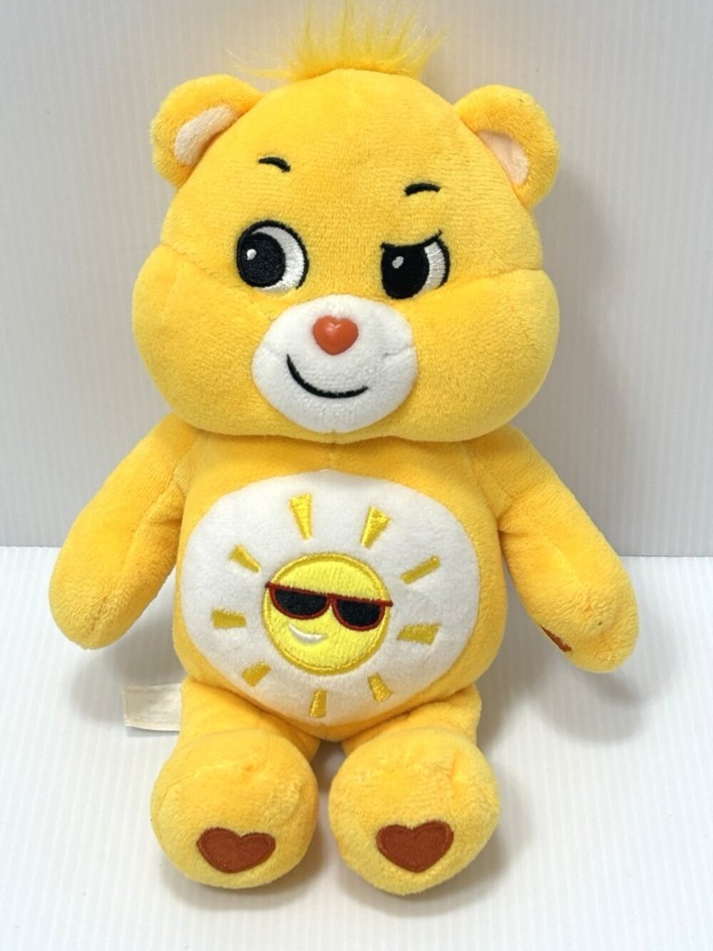 Care Bears Funshine Bear Plush, Yellow Sun Sunglasses Stuffed Animal Toy GUC